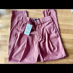 NWT Zara Dusty Rose Straight Leg High Rise Pants - M
